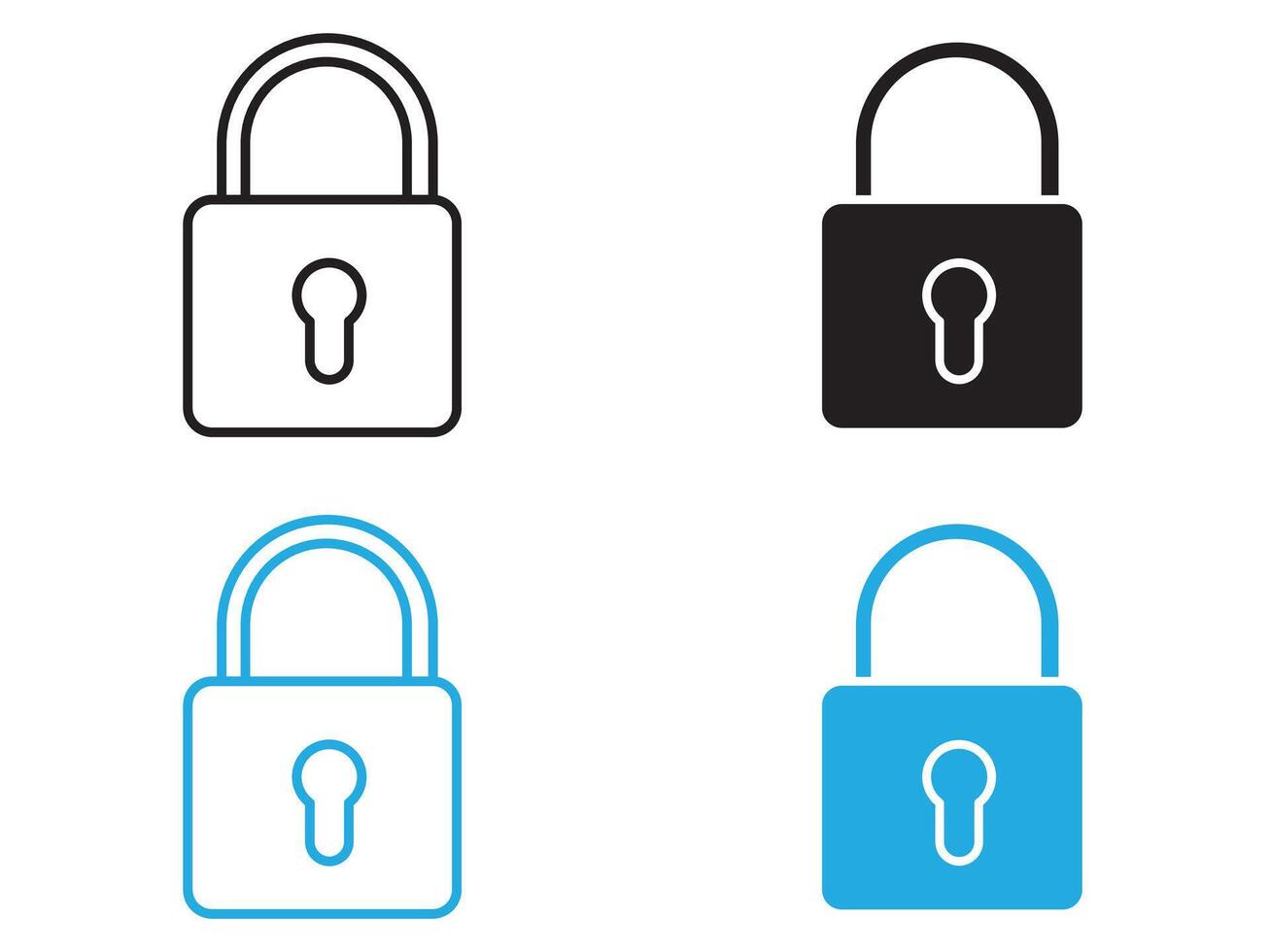 Lock icon black and white outline sign vector