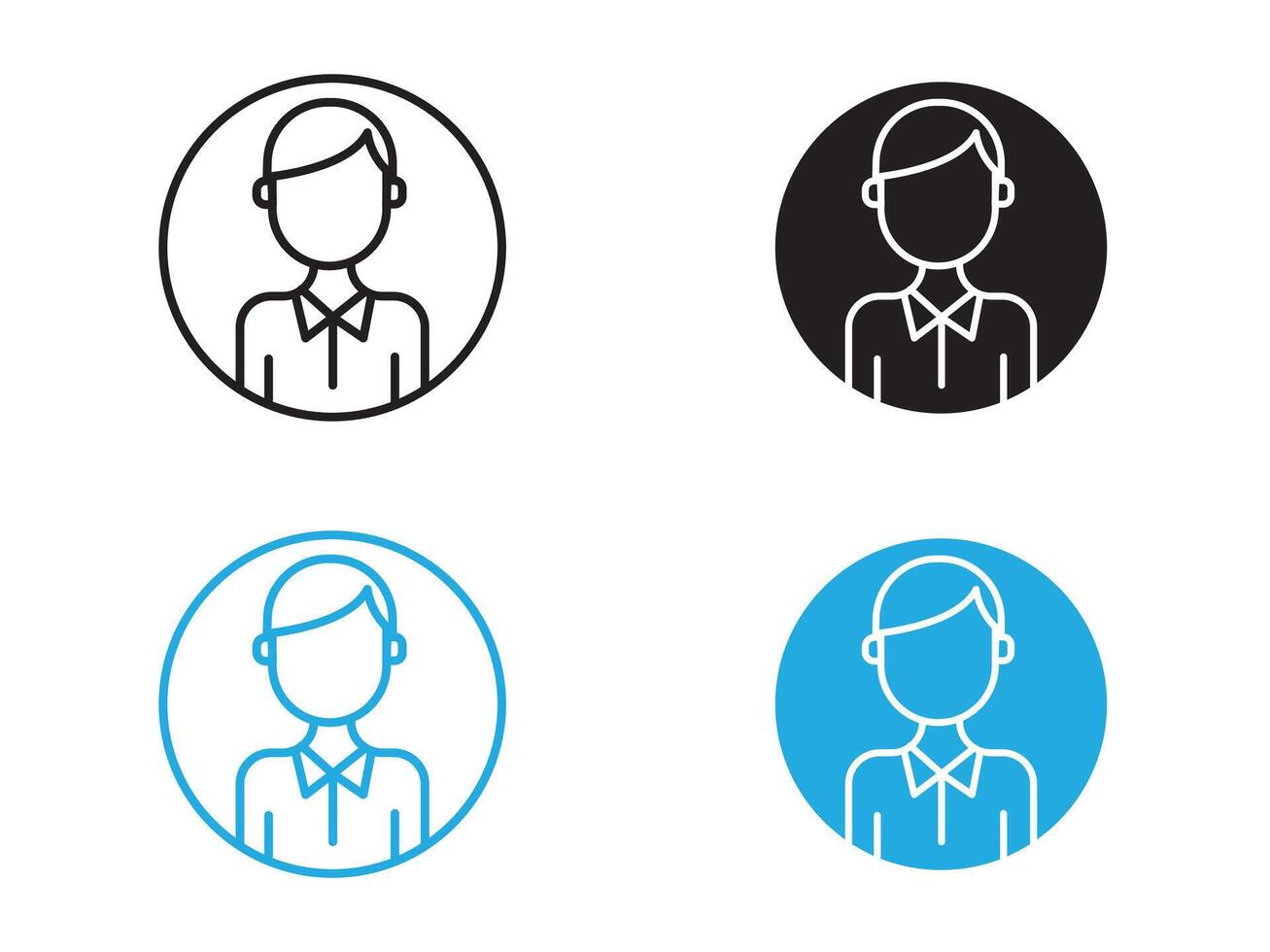 Man icon black and white outline sign vector