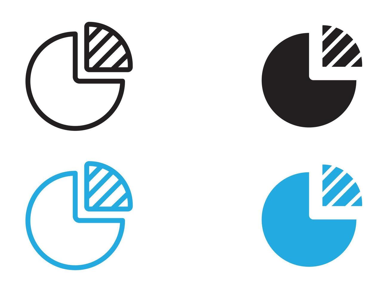 Market share icon black and white outline sign vector