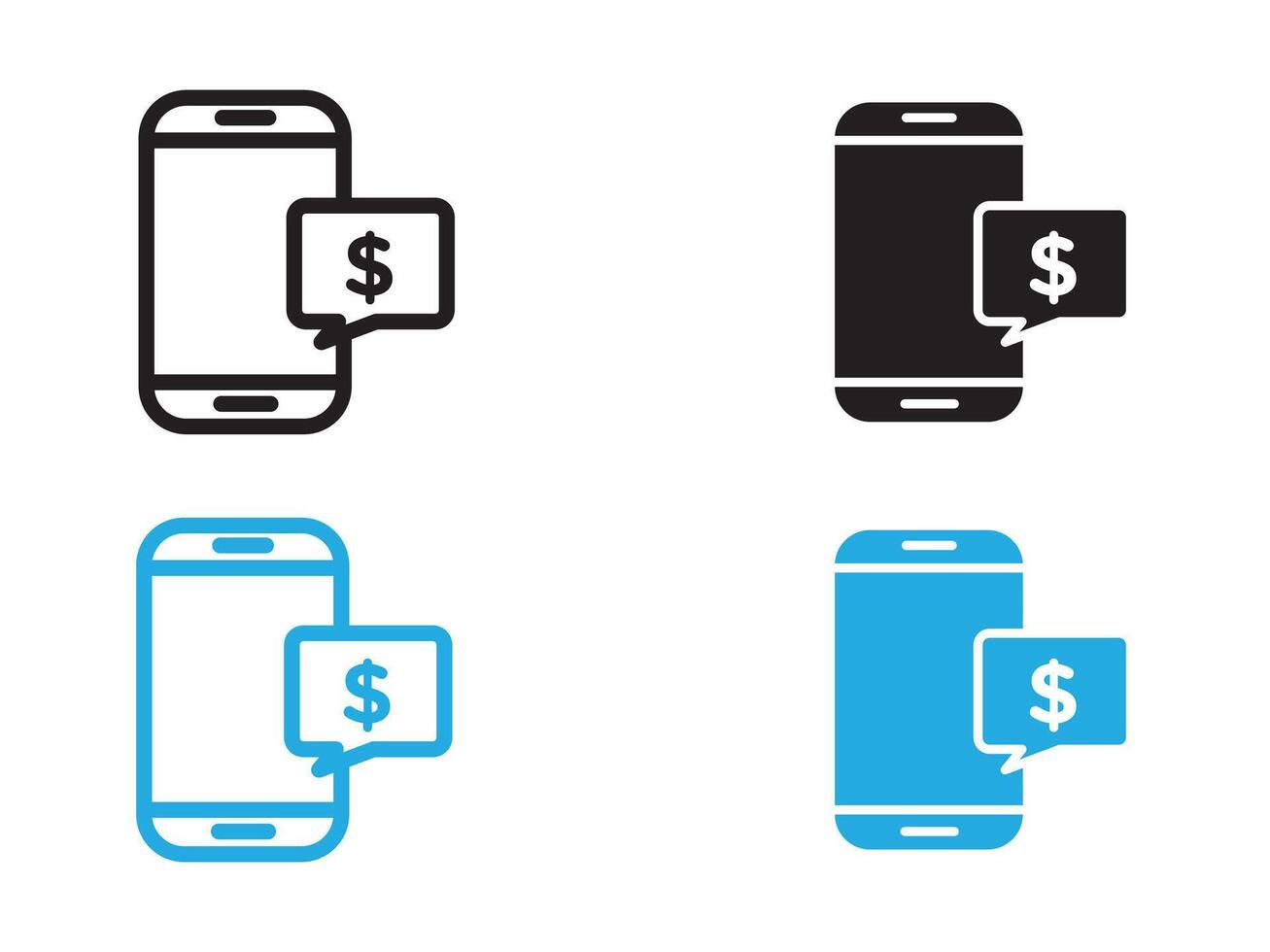 Mobile Bank icon black and white outline sign vector