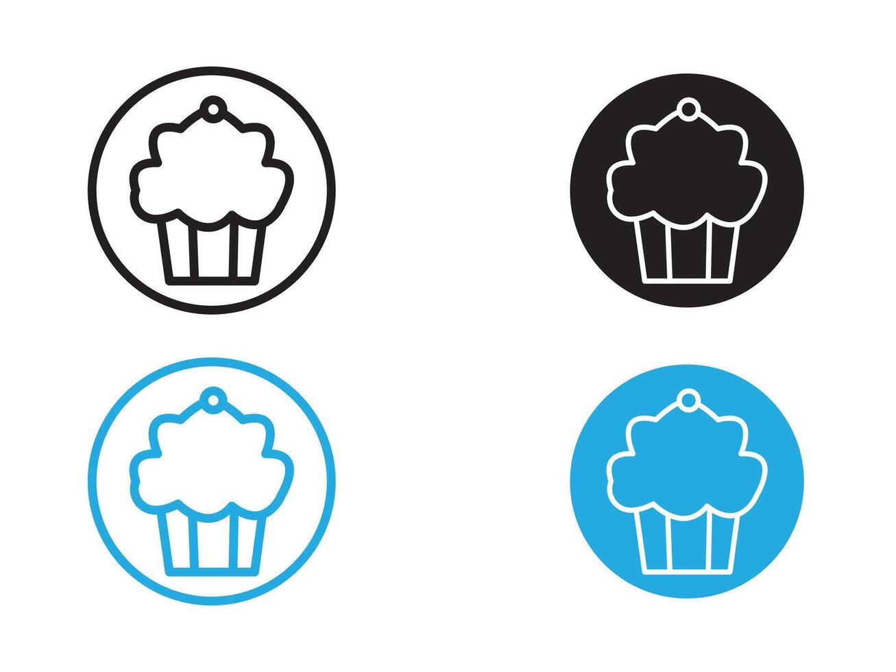 Muffin Icon black and white outline sign vector