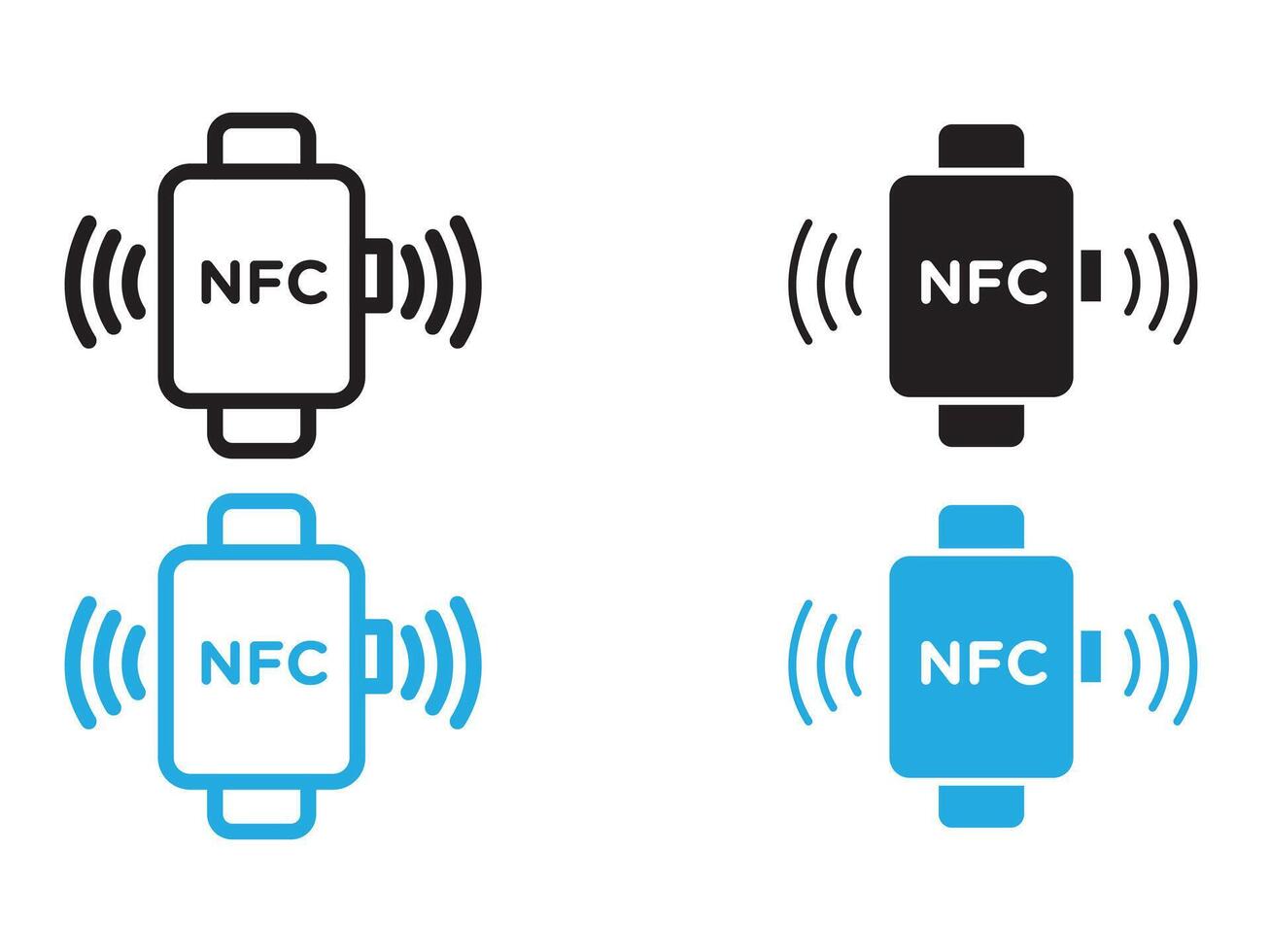 NFC bracelet connected icon black and white outline sign vector