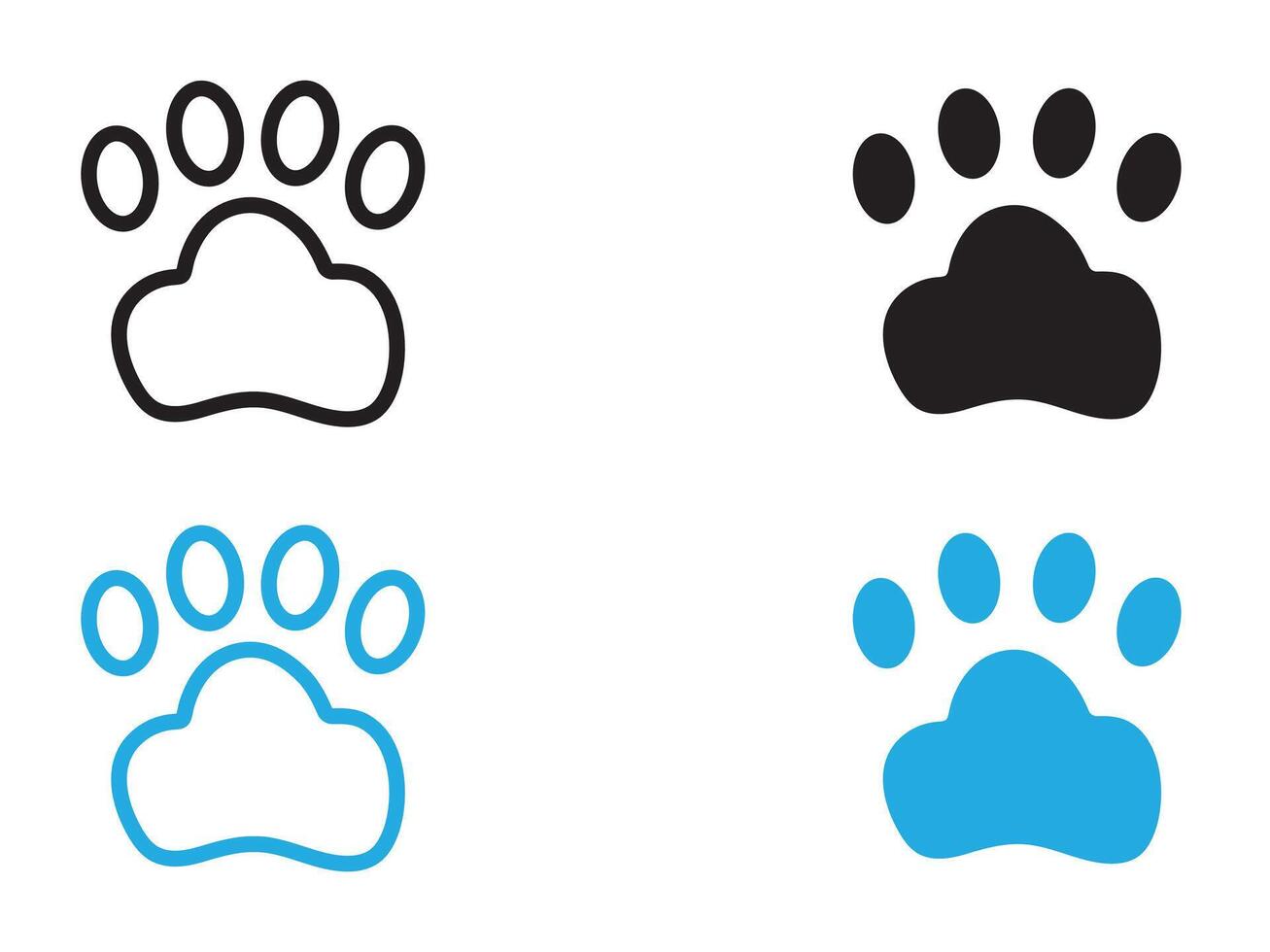 Paw icon black and white outline sign vector