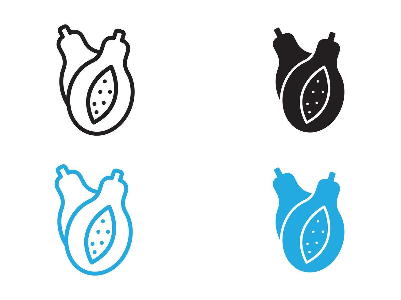 Papaya icon black and white outline sign vector