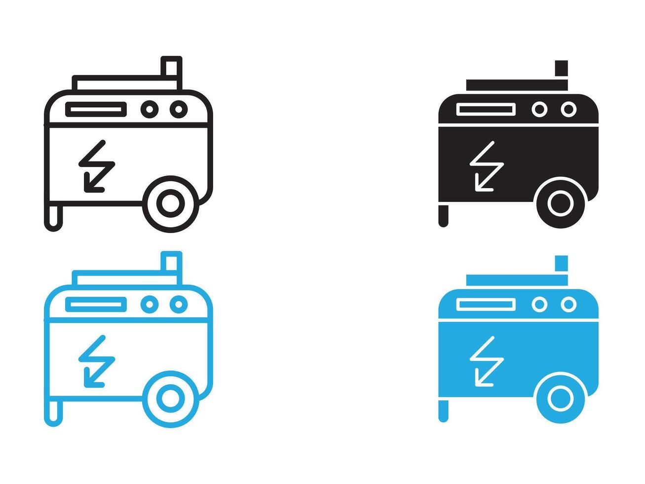 Portable power generator icon black and white outline sign vector