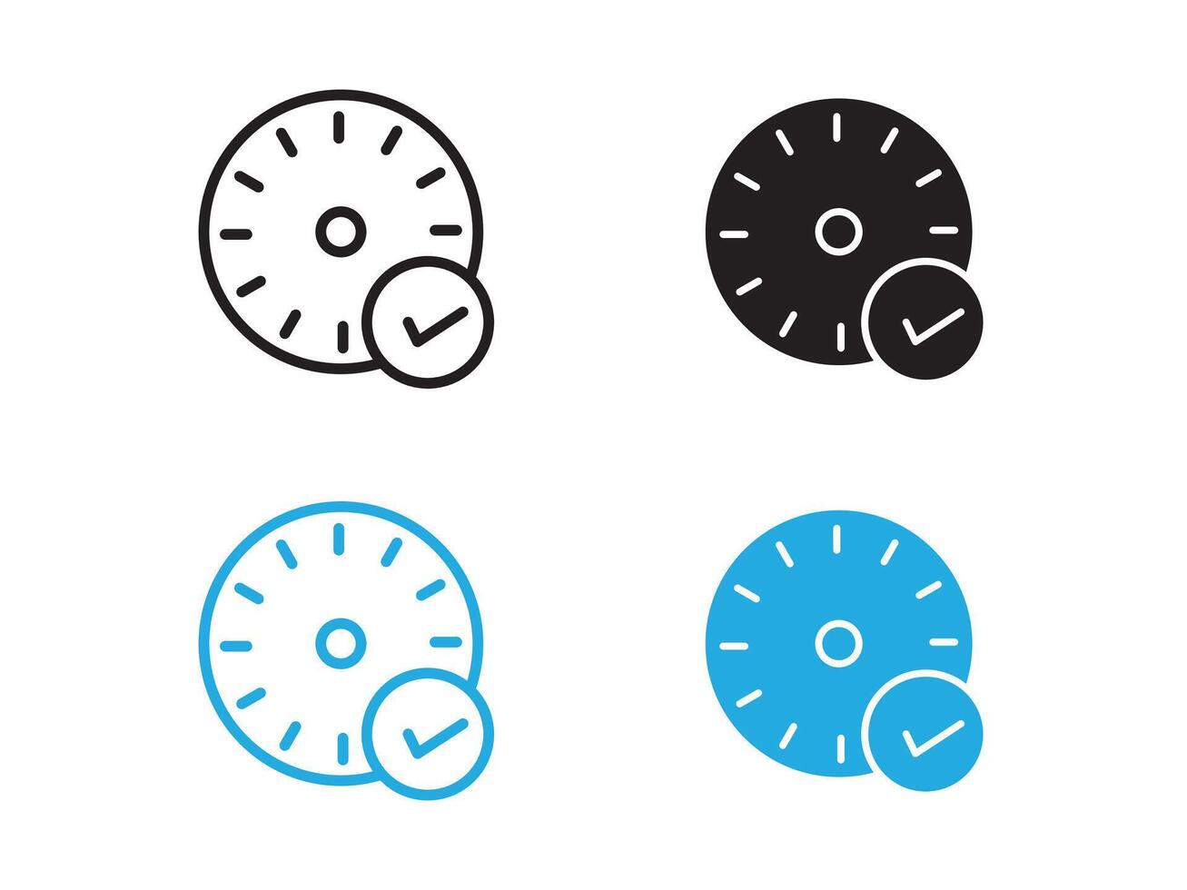 Quick approval icon black and white outline sign vector