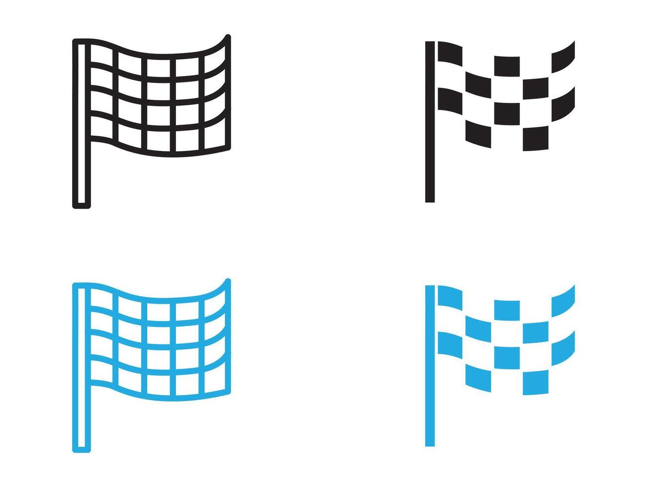 Racing flag icon black and white outline sign vector