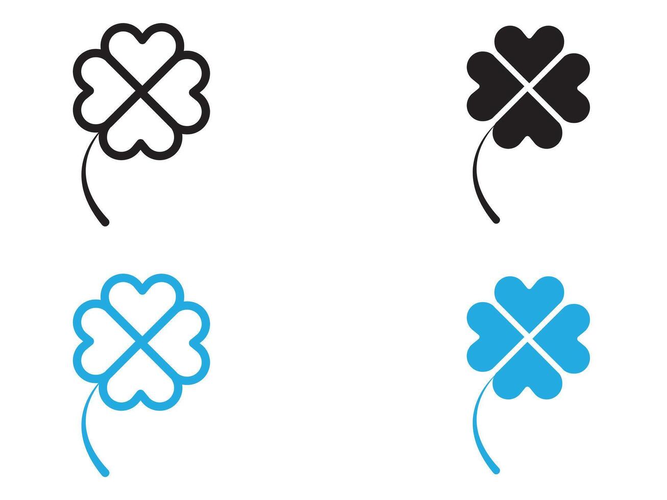 Saint patrick Leaf clover icon black and white outline sign vector