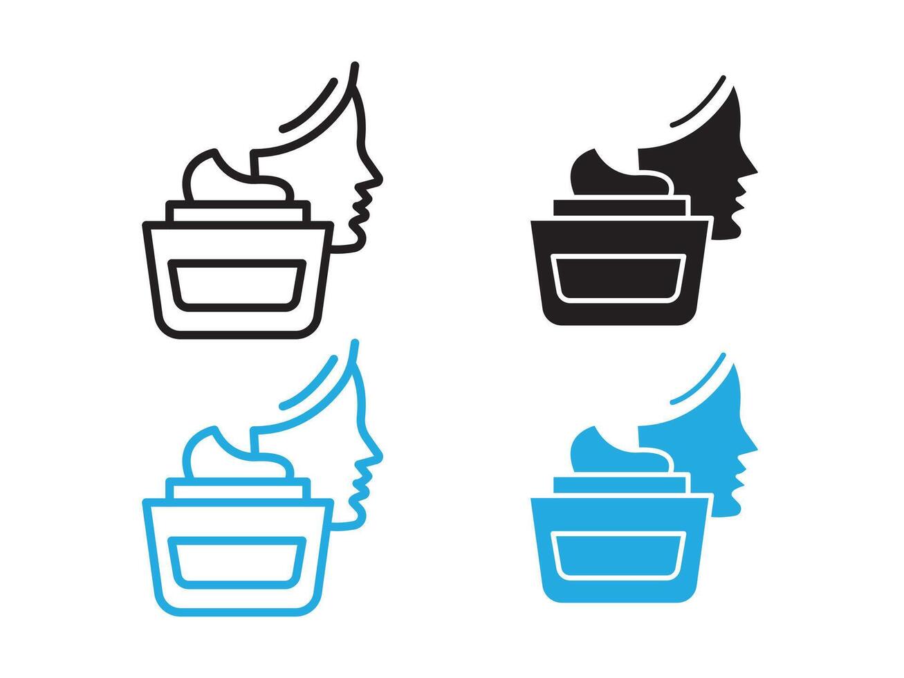 Skin care icon black and white outline sign vector