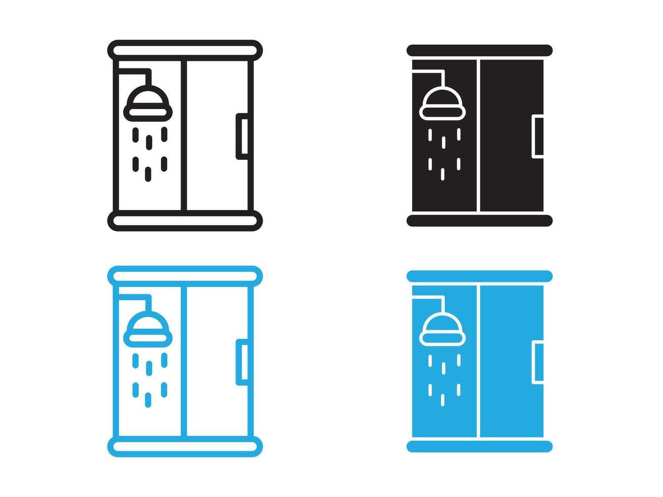 Shower cabin bathroom icon black and white outline sign vector