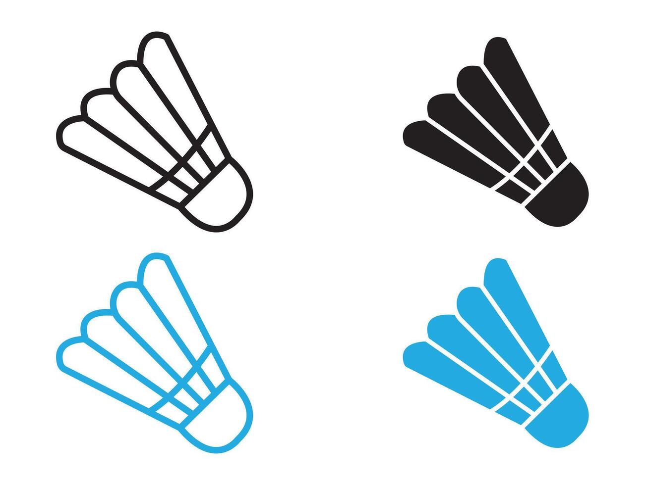 Shuttlecock Icon black and white outline sign vector