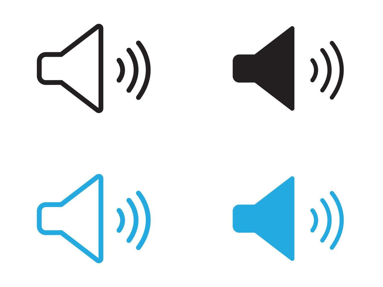 Speaker volume icon black and white outline sign vector
