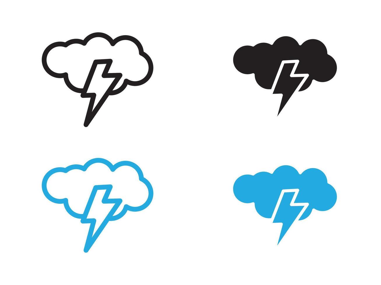Thunder lightning icon black and white outline sign vector