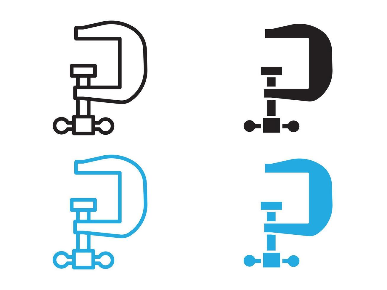 Vice clamp icon black and white outline sign vector