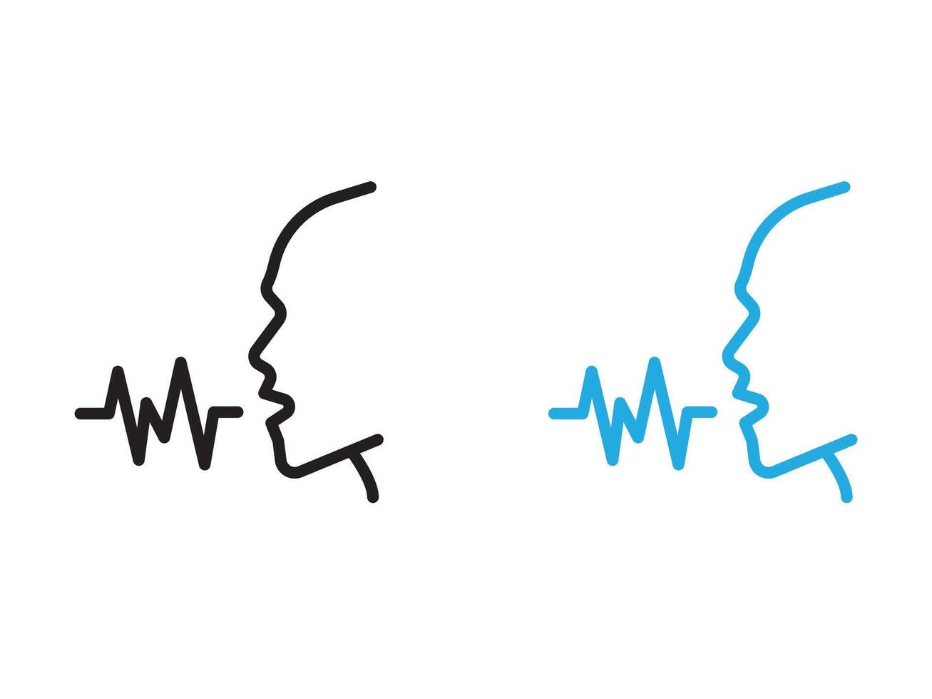 Voice recognition icon black and white outline sign vector