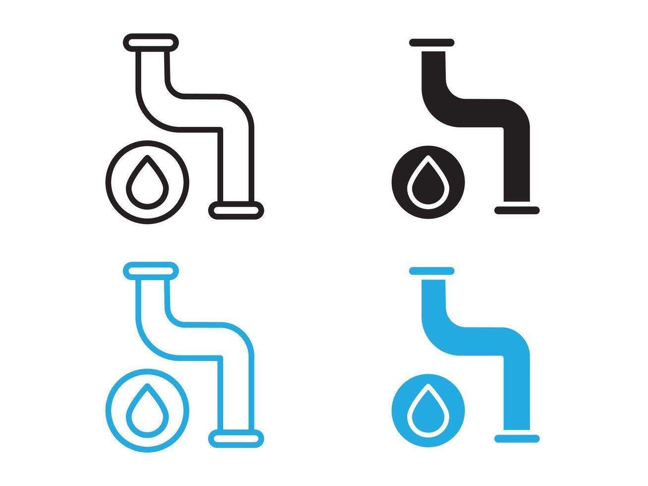 Water pipes icon black and white outline sign vector