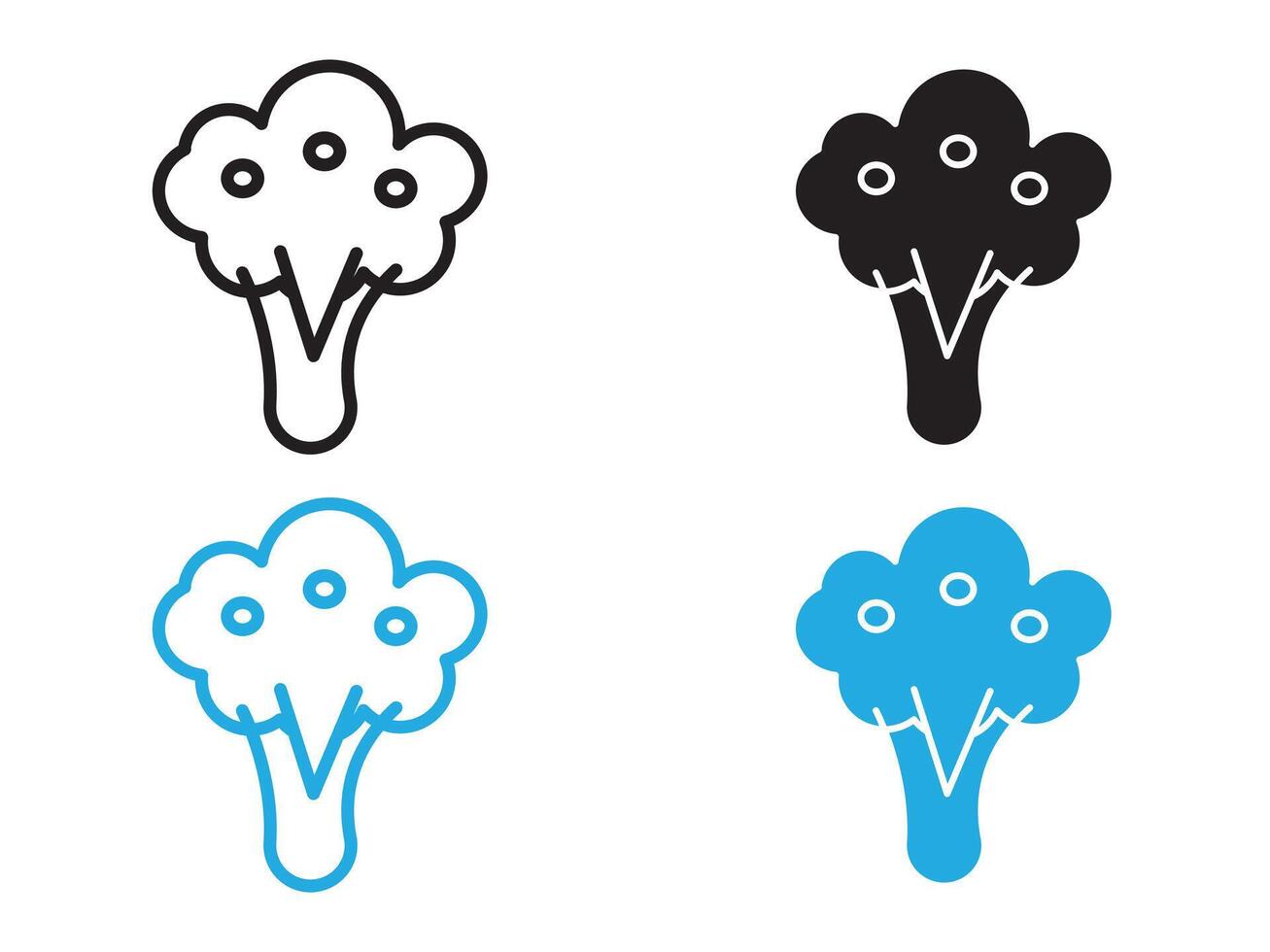 broccoli icon black and white outline sign vector