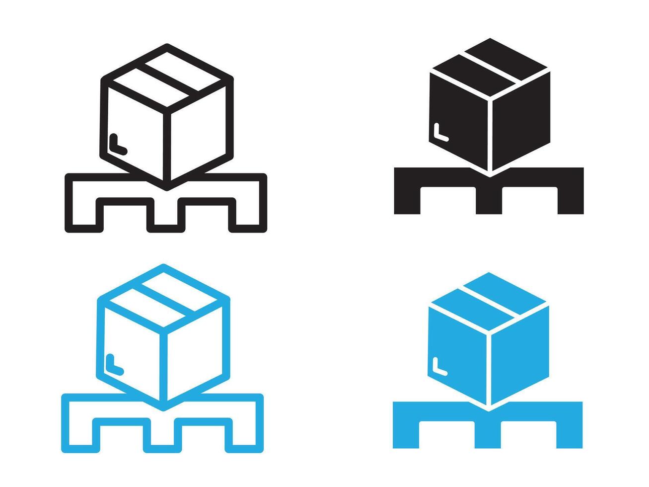 box on a pallet icon black and white outline sign vector