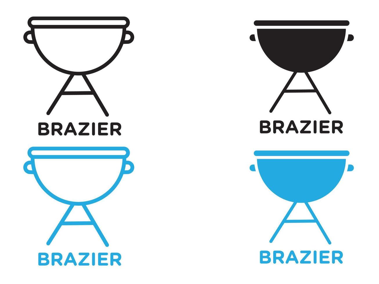 brazier icon black and white outline sign vector