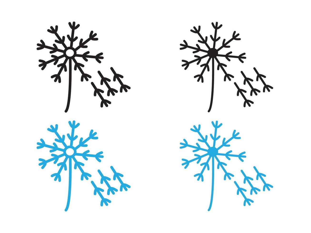 dandelion icon black and white outline sign vector