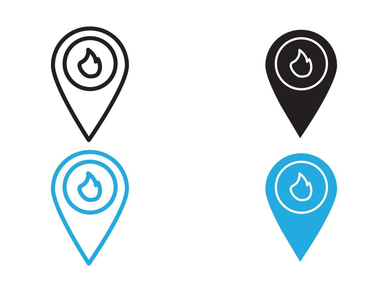 fire location icon black and white outline sign vector