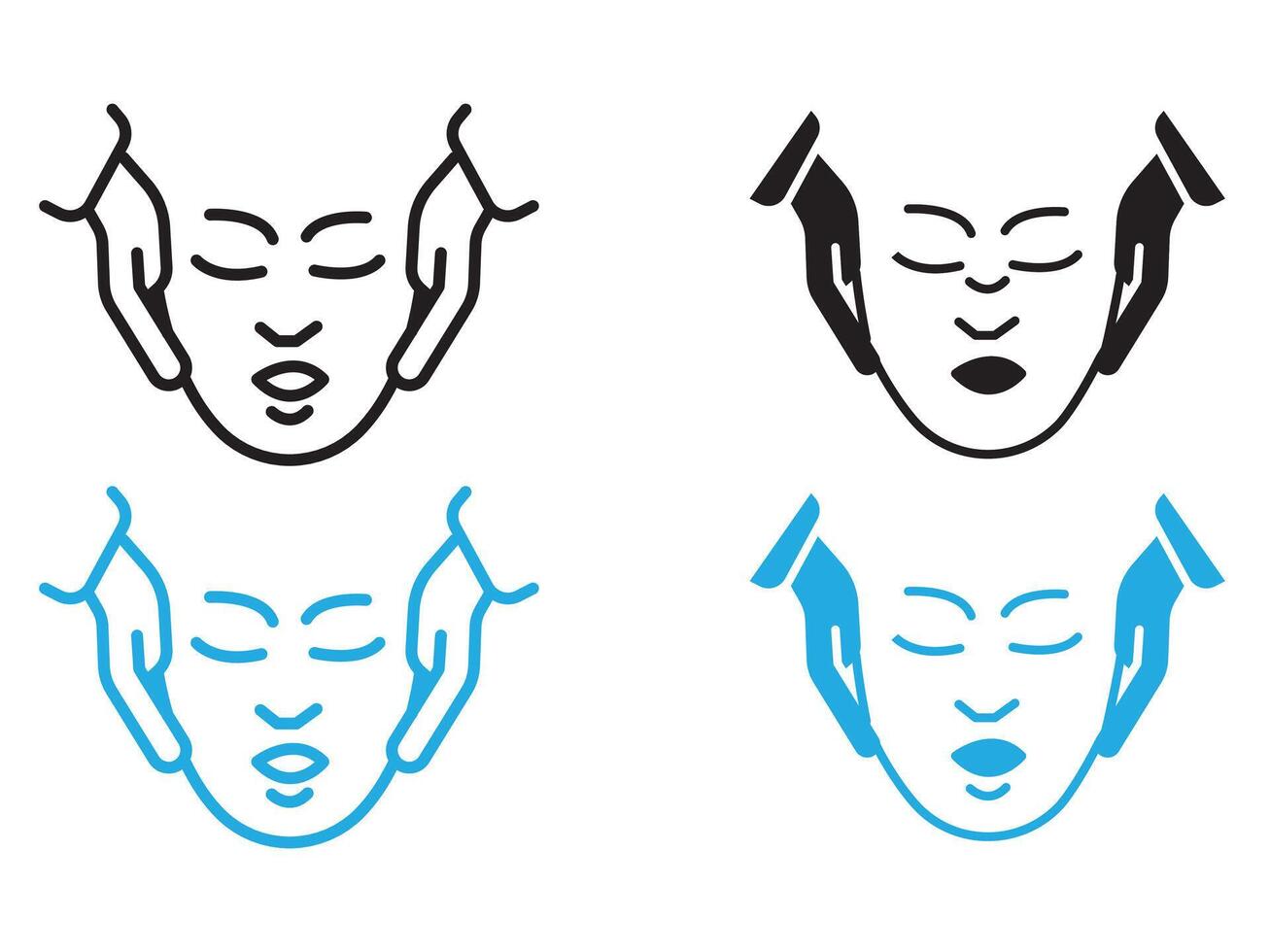 face massage icon black and white outline sign vector