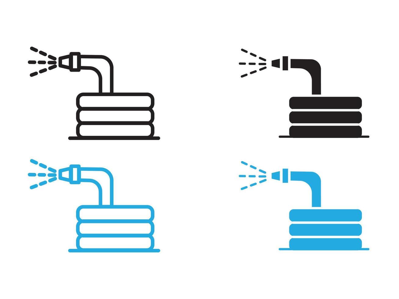 garden hose icon black and white outline sign vector