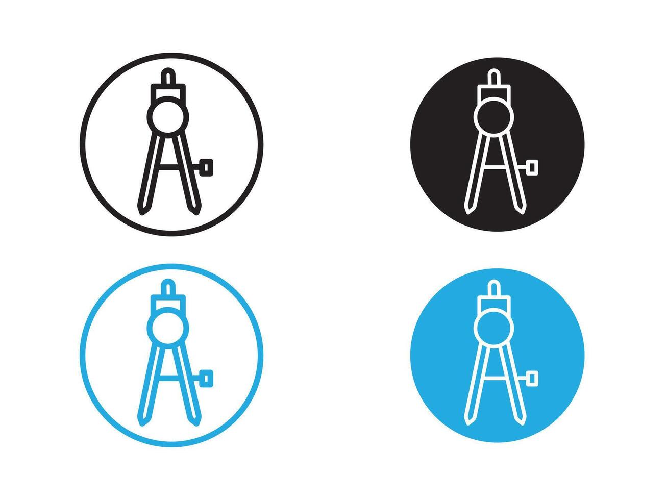 geometric compass icon black and white outline sign vector