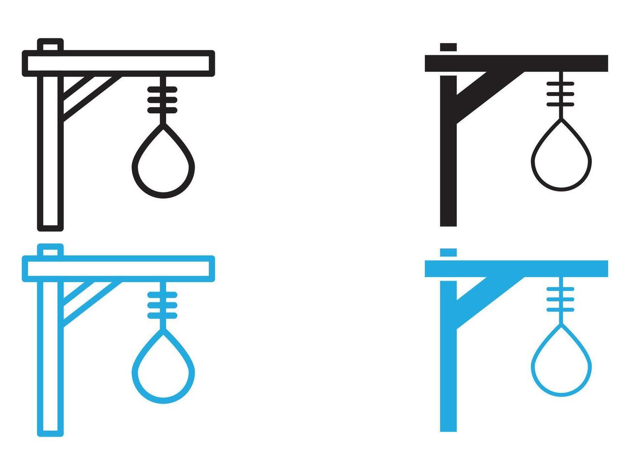 gallows icon black and white outline sign vector