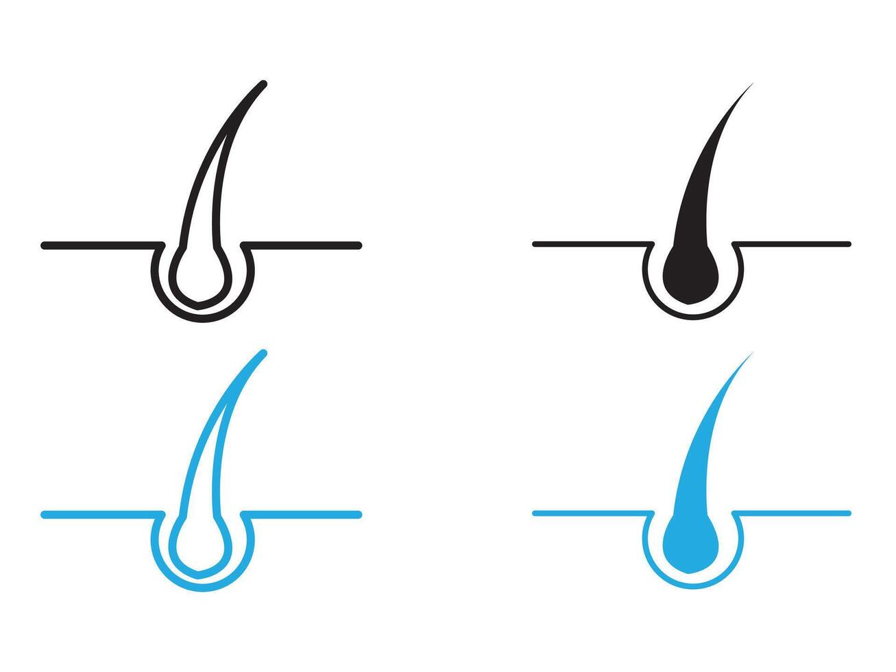 hair transplant icon black and white outline sign vector