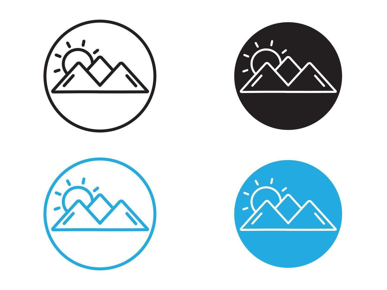hills icon black and white outline sign vector