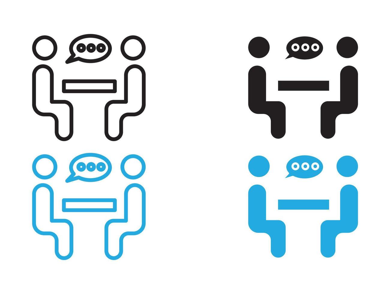 psychologist and patient icon black and white outline sign vector