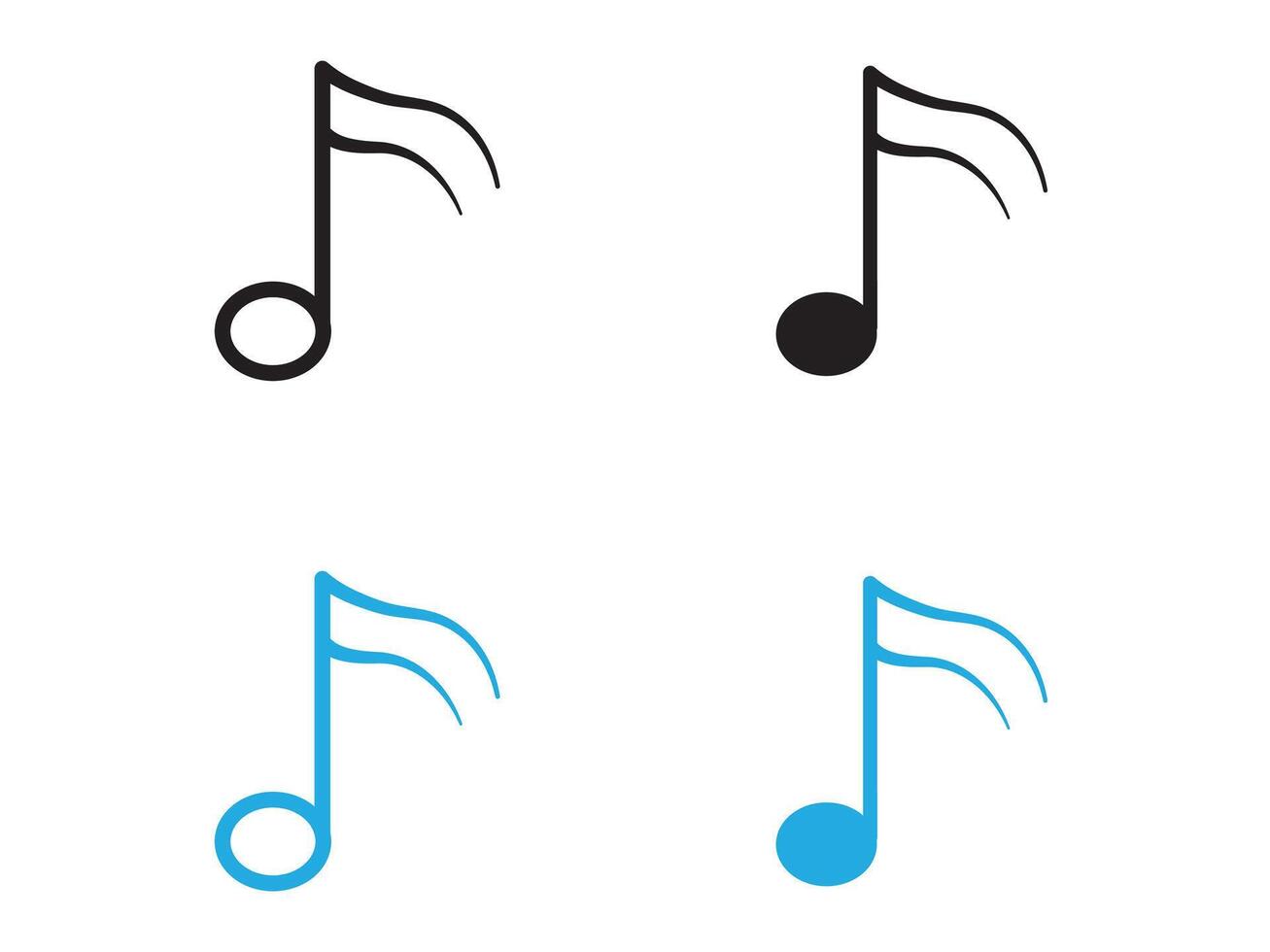 semiquaver note icon black and white outline sign vector