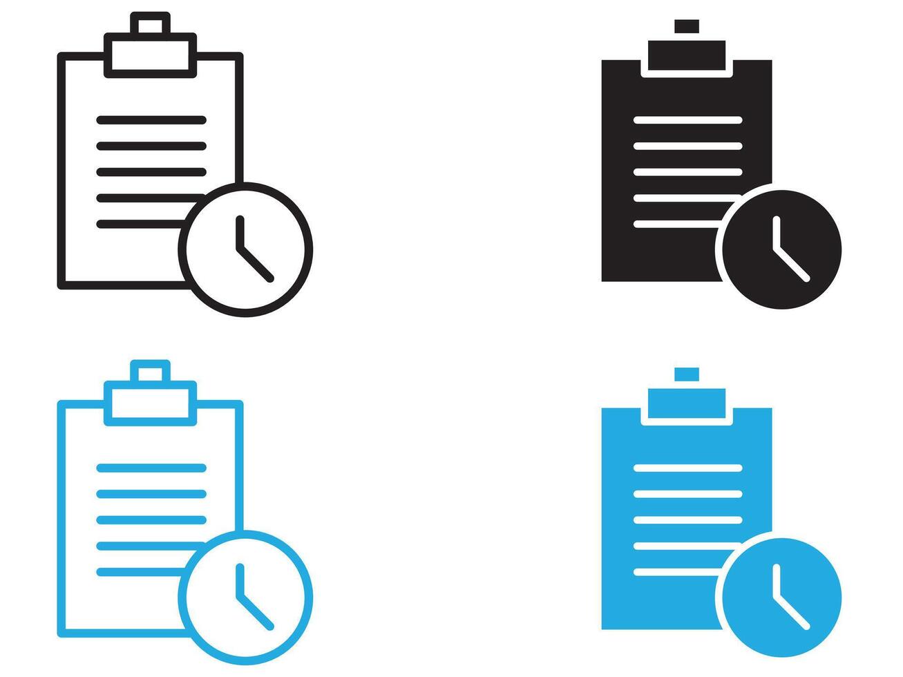 testing time icon black and white outline sign vector