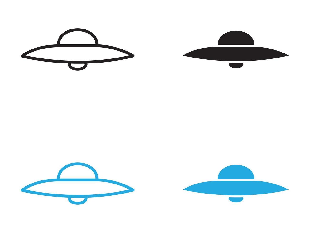 ufo flying icon black and white outline sign vector