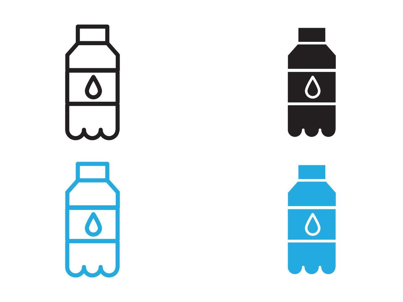 water bottle icon black and white outline sign vector