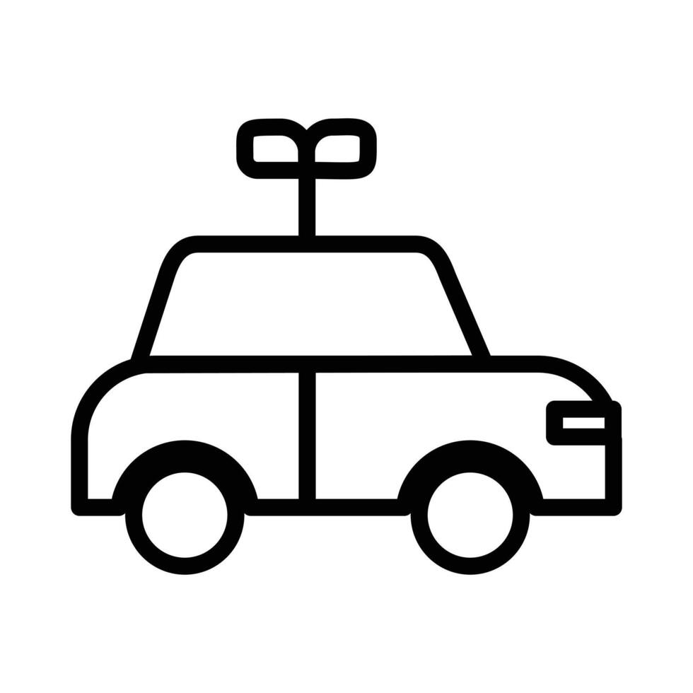 Clockwork car toy icon design in filled and outlined style vector