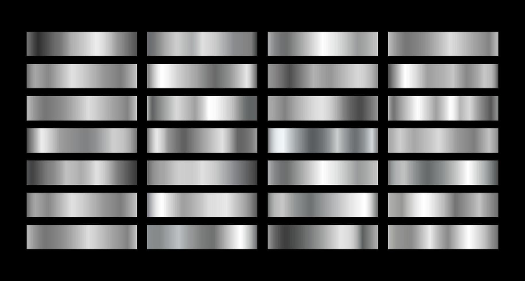 Shiny Metallic Chrome Steel Gradient Swatches Collection vector
