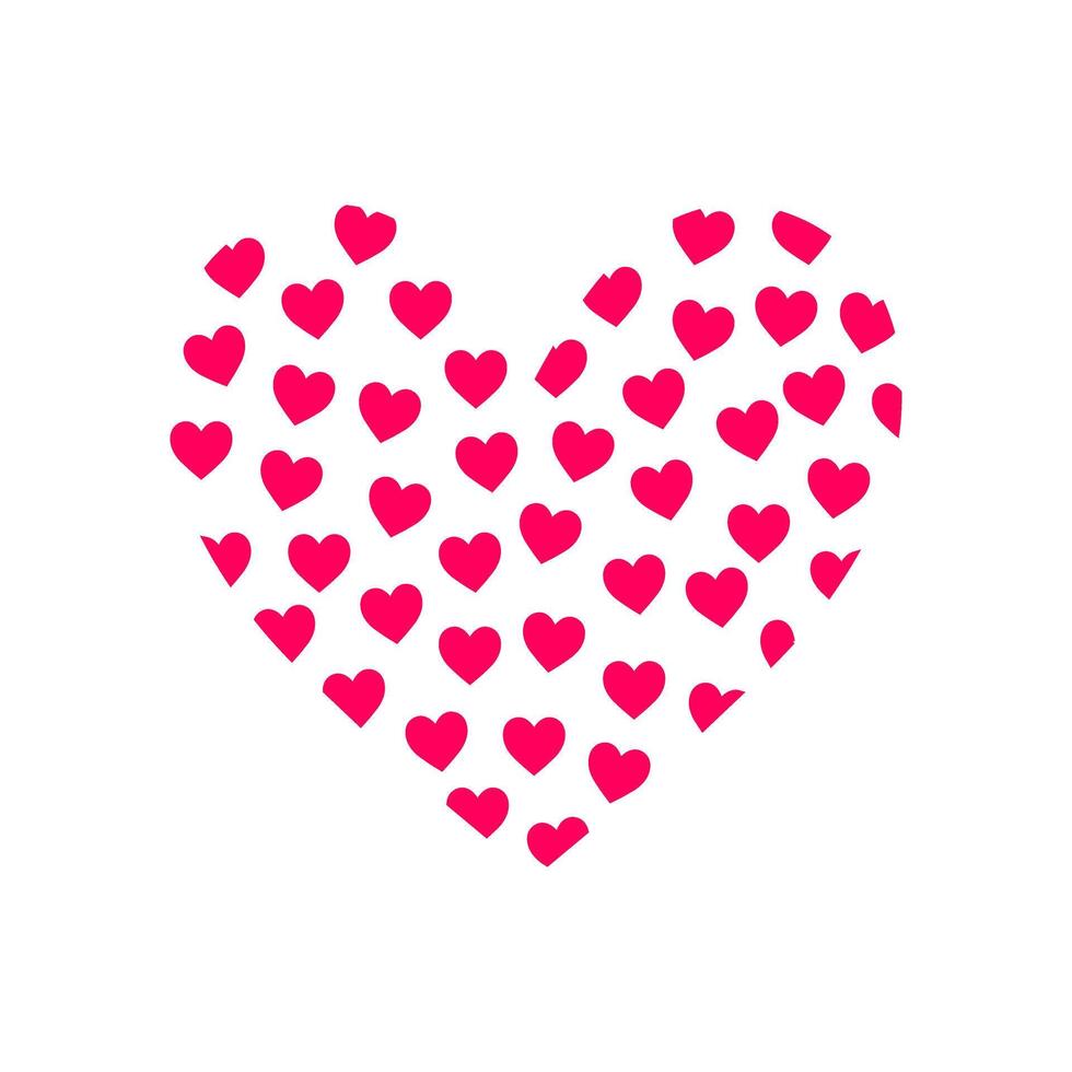 Heart Made Of Pink Hearts Decorative Icon Isolated Illustration vector