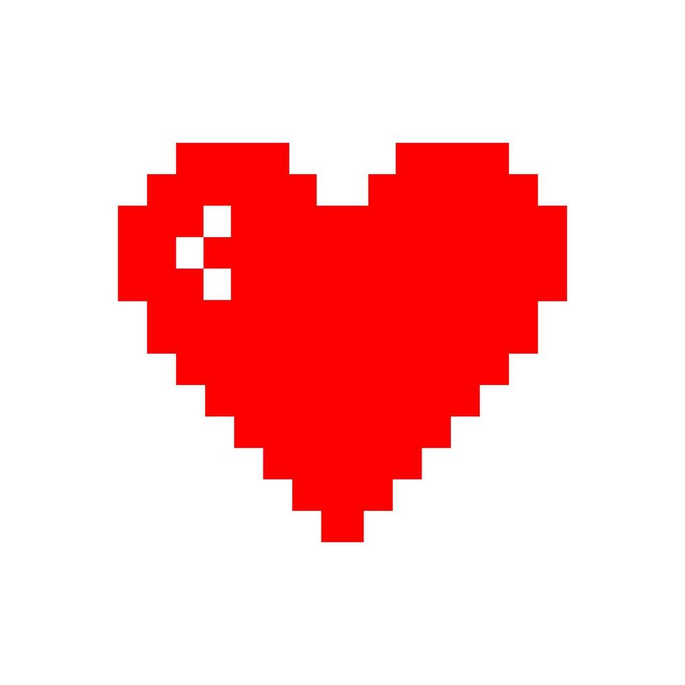 Red Heart Pixel Art Style Valentine Love Icon vector