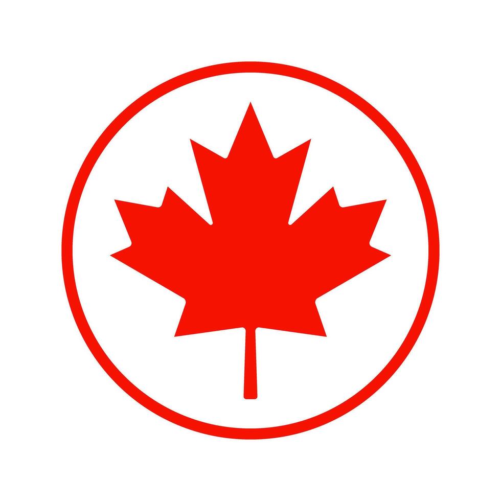 Canada Flag Red Maple Leaf Round Icon Illustration vector