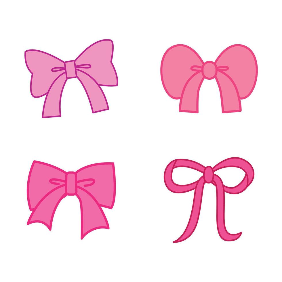 Various bows and ribbons hand drawn for print, element, wedding and illustration vector