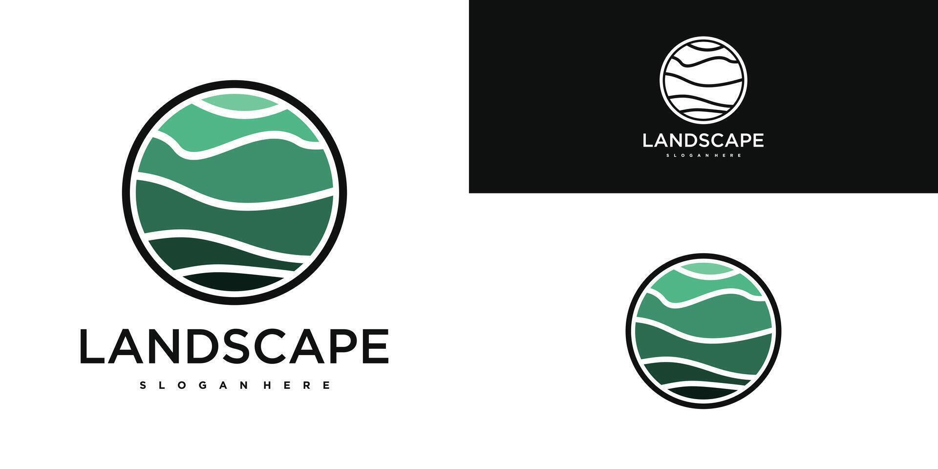 Natural landscape abstract design logo template. Premium vector