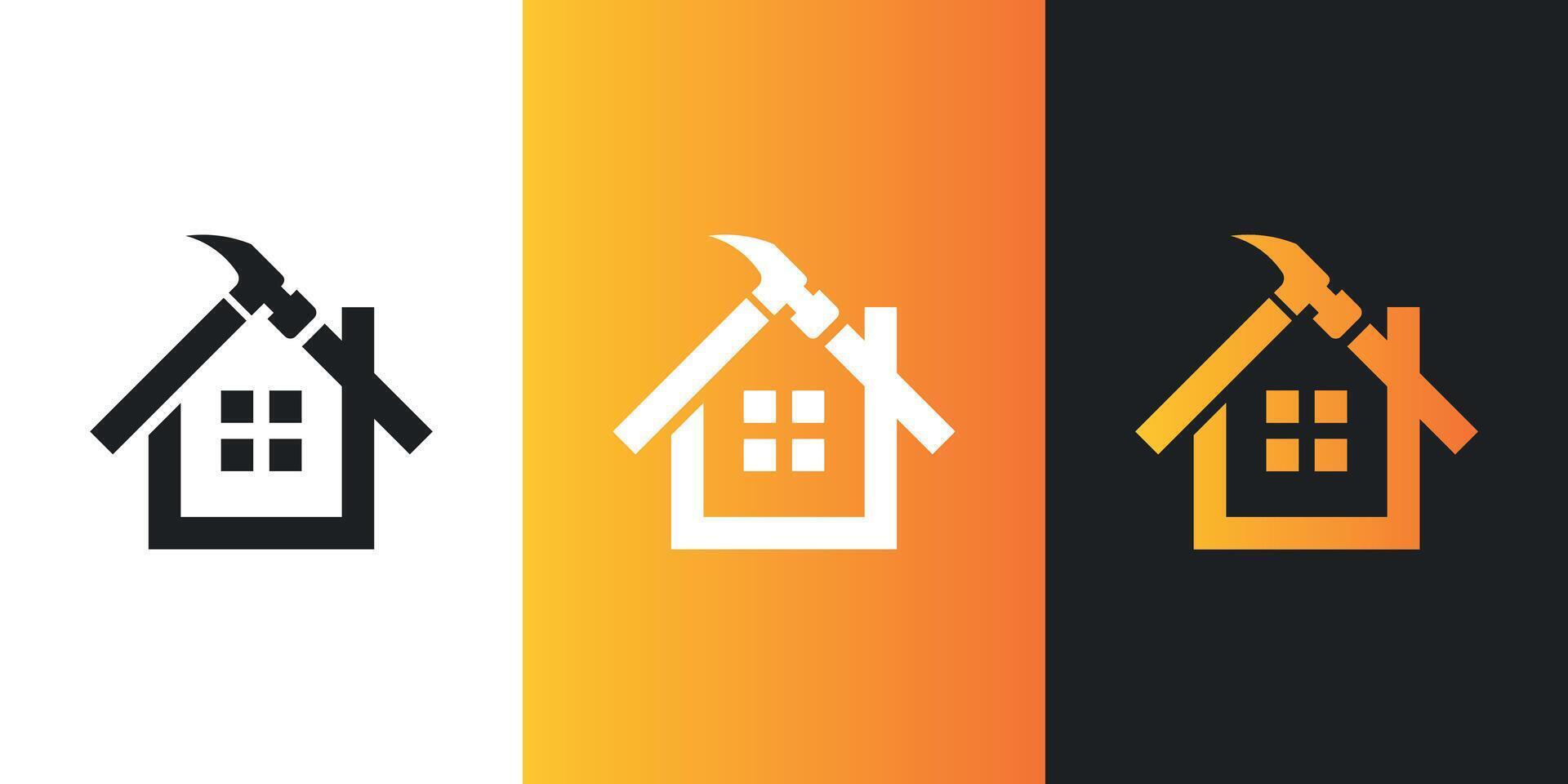 Home construction logo design with modern and simple concept. Premium vector