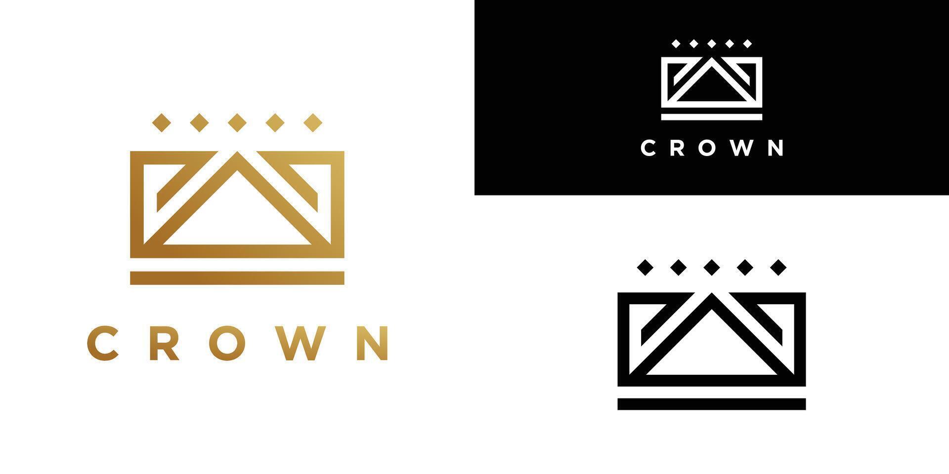 Simple modern gold crown logo design. Premium vector