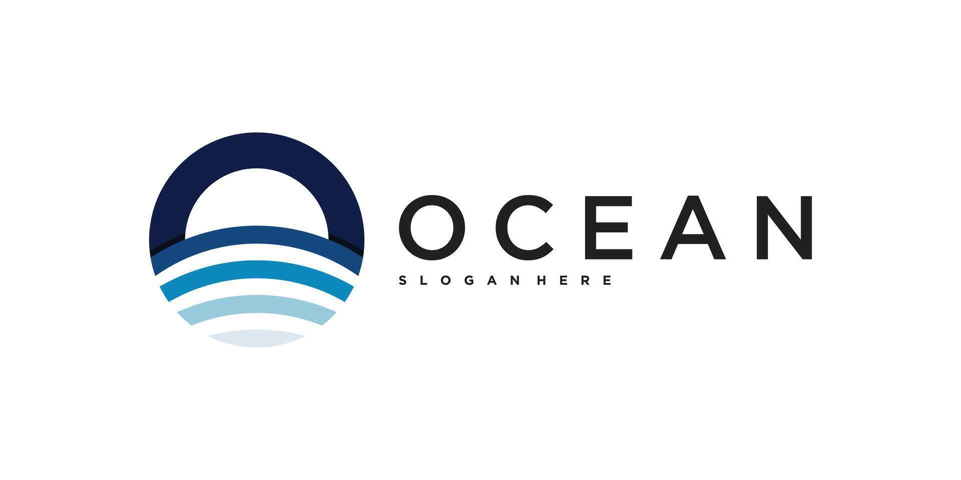 Simple and modern ocean wave letter O logo design. Premium vector