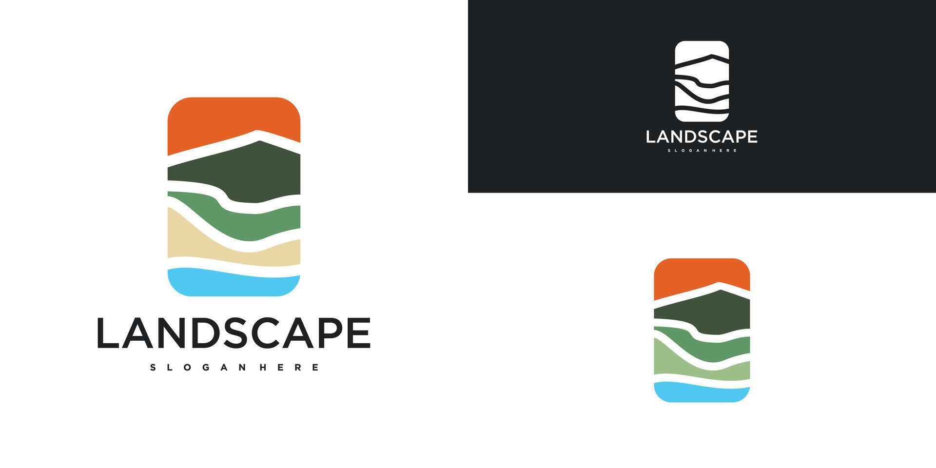 Mountain landscape abstract design logo template. Premium vector