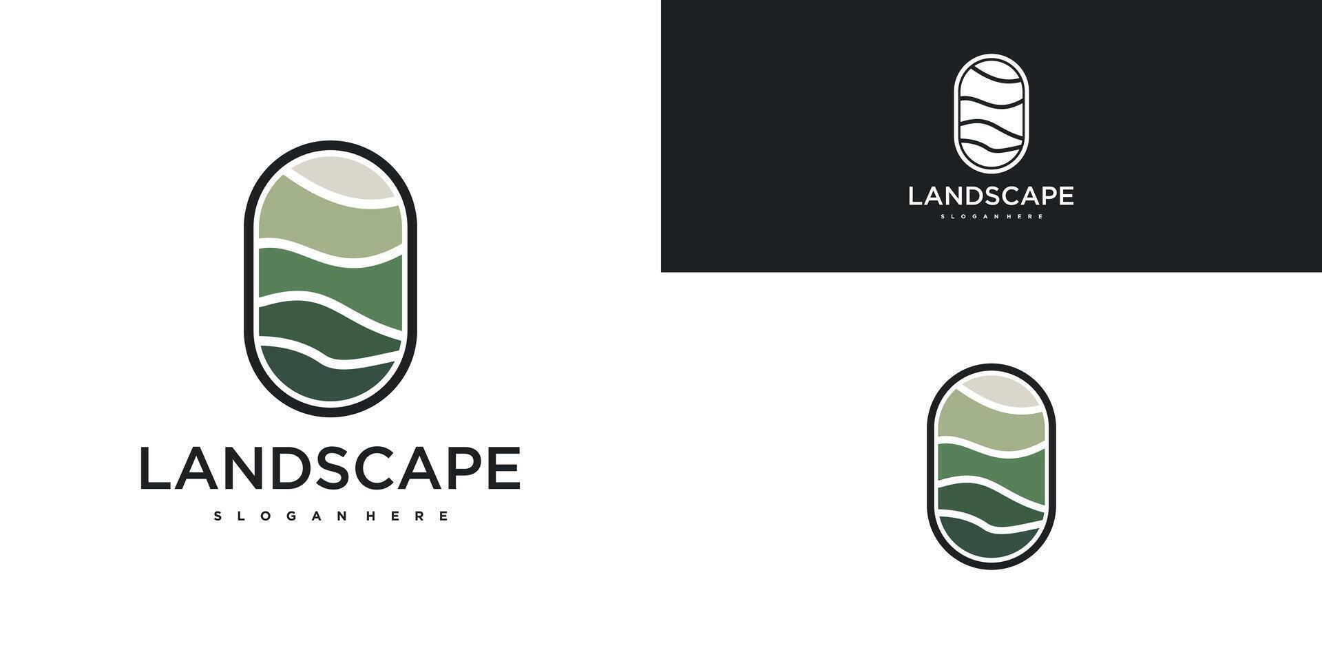 Natural landscape abstract design logo template. Premium vector
