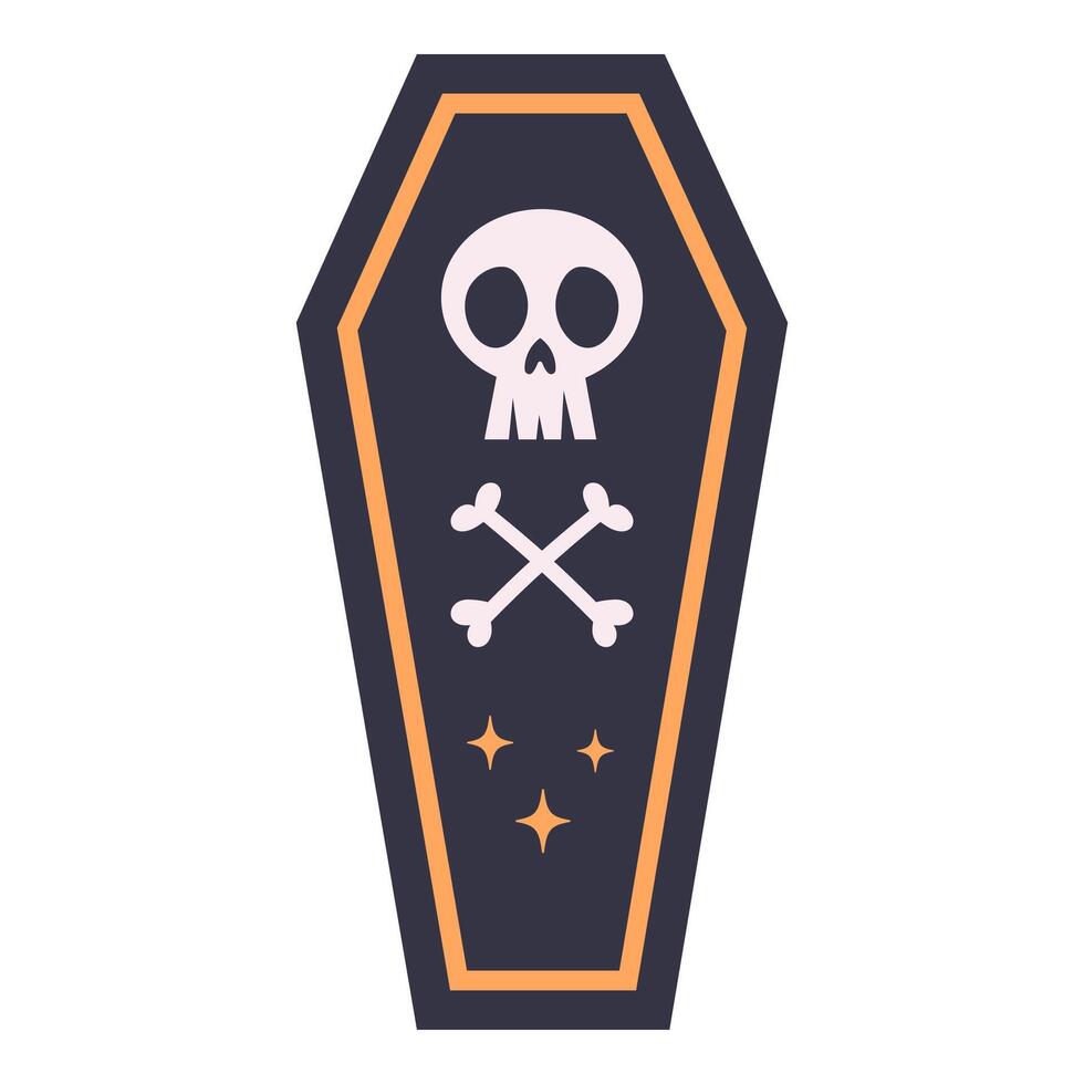 Halloween Coffin Front View Hand Drawn vector