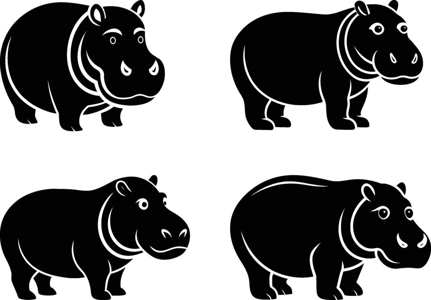 Hippo silhouette illustration vector